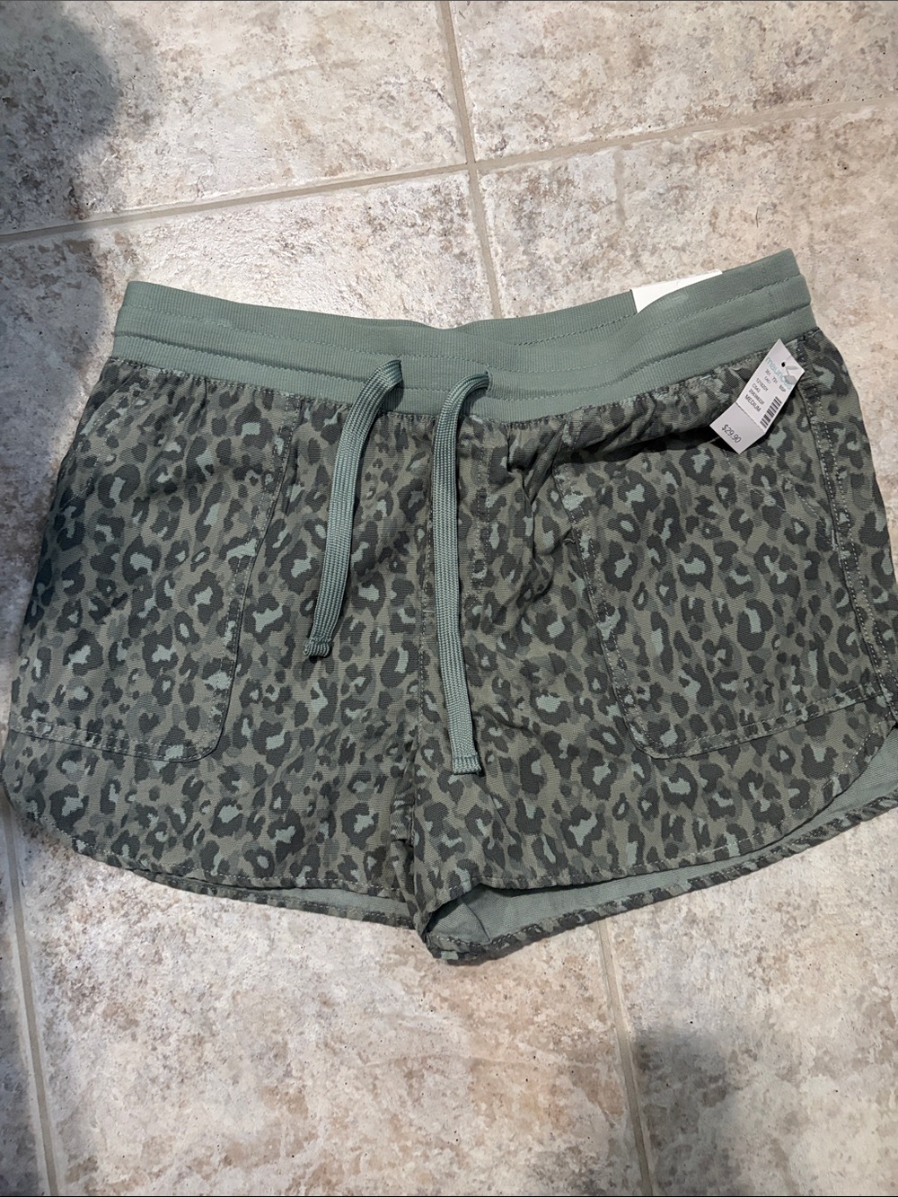 Maurices Olive Green Leopard Print Athletic Shorts